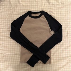 Brandy Melville Taupe/ Navy Blue Bella Top
